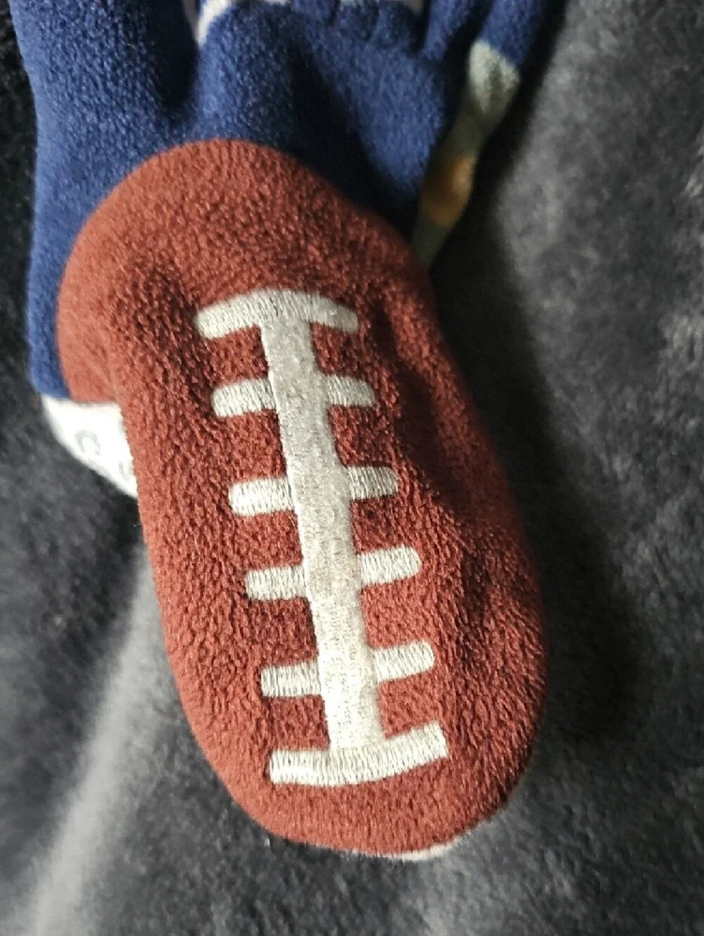 Carter's Navy Blue Football & Helmet Fleece Footed One-Piece